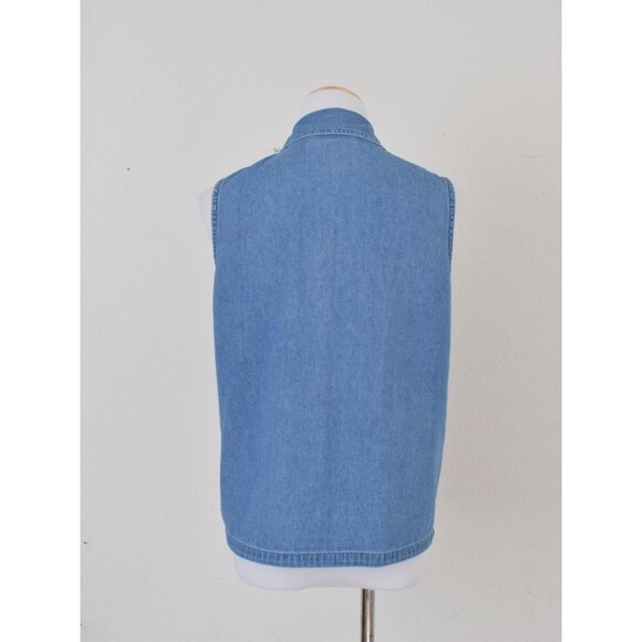 Vintage 80s Blue Sleeveless Shirt | size‎ M - Picture 3 of 10